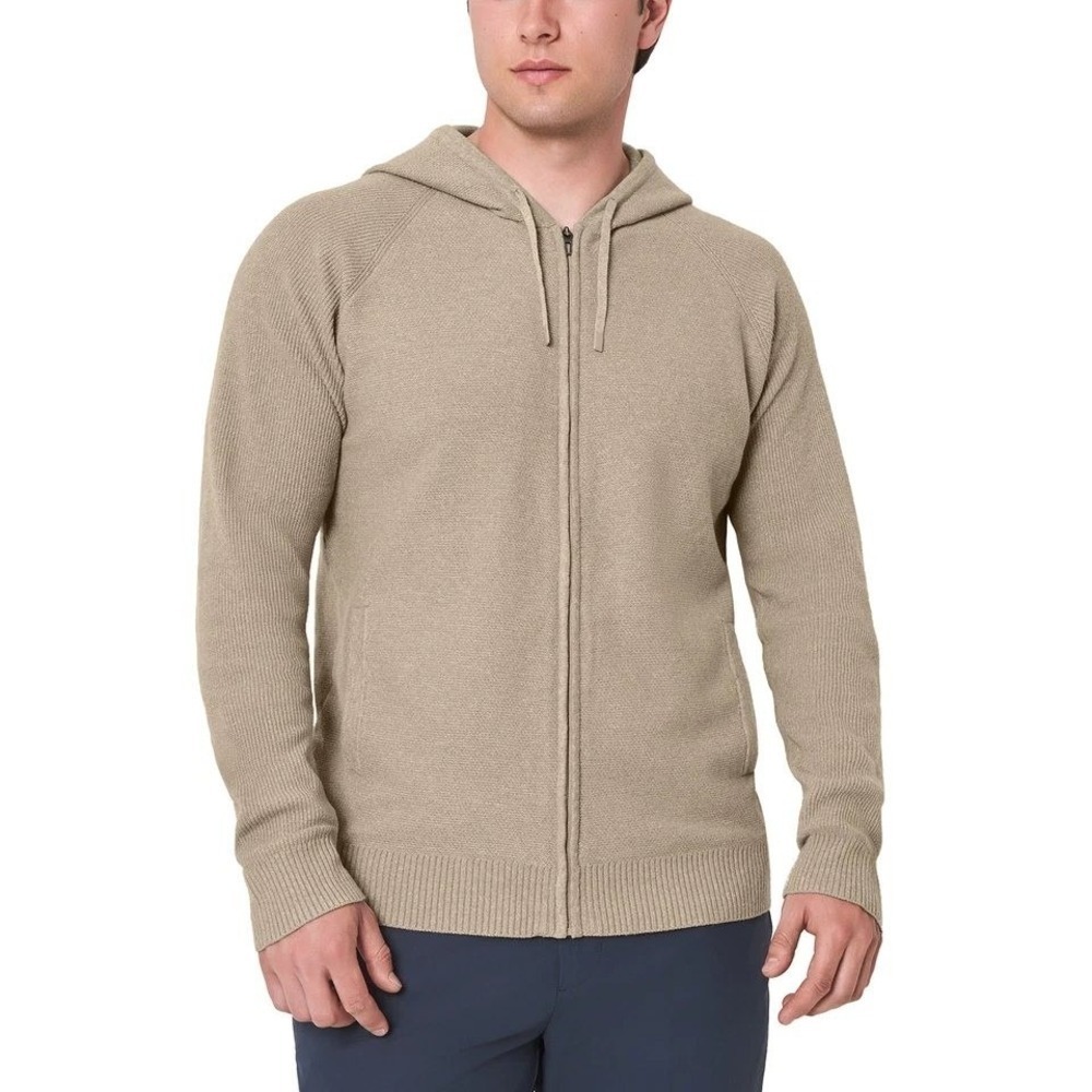NEW MODERN AMBITION Men's Size S Tan Knit Full Zip Hoodie Sweater Cardigan